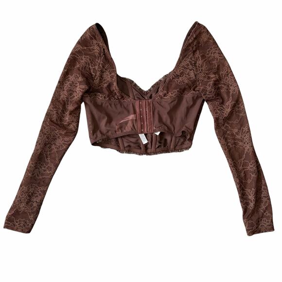 Victoria's Secret Dream Angels Corset Long Sleeve Chocolate Brown M 36A/36B NWT - Picture 3 of 9
